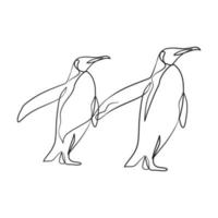 Pinguin kontinuierliche einzeilige Kunstzeichnung vektor