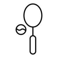 Tennisschläger mit Ballsymbollinie isoliert auf weißem Hintergrund. schwarzes, flaches, dünnes Symbol im modernen Umrissstil. Lineares Symbol und bearbeitbarer Strich. einfache und pixelgenaue strichvektorillustration vektor