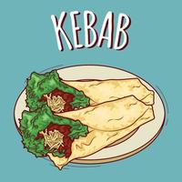 Kebab-Illustration indonesisches Essen mit Cartoon-Stil vektor