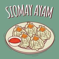 siomay ayam illustration indonesisches essen mit cartoon-stil vektor