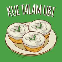 kue talam ubi illustration indonesisches essen mit cartoon-stil vektor