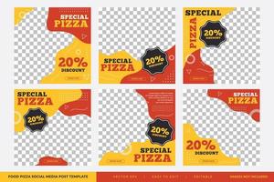 snabb mat pizza social media posta design mall premie vektor
