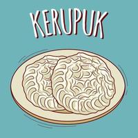 kerupuk illustration indonesiska mat med tecknad serie stil vektor