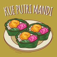 kue putri mandi illustration indonesiska mat med tecknad serie stil vektor