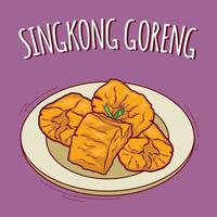 singkong goreng illustration indonesiska mat med tecknad serie stil vektor