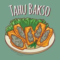 tahu bakso illustration indonesisches essen mit cartoon-stil vektor