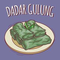 dadar gulung illustration indonesisches essen mit cartoon-stil vektor