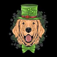 st. Patrick's Day niedlichen Golden Retriever Hündchen Kunstwerk Vektor