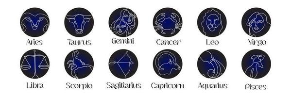 astro zodiaken tecken i linje konst stil på mörk blå zodiak astrologi symbol vektor