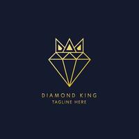 Diamant-Schmuck-König-Logo-Design-Illustration. kreativer symbolthron königin schmuck schatz gold geld diamant linie logo typ vektor. isolierter Hintergrund. vektor