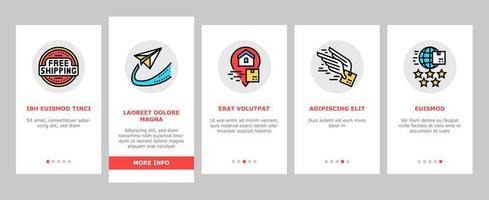 kostenlose versandservice onboarding icons set vektor