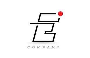 enkel e alfabet brev logotyp ikon design med linje och röd punkt. kreativ mall för företag och företag vektor