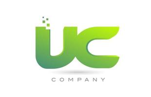Verbundenes vc-Alphabet-Buchstaben-Logo-Symbol-Kombinationsdesign mit Punkten und grüner Farbe. kreative Vorlage für Unternehmen und Unternehmen vektor