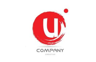 rotes u-Grunge-Alphabet-Buchstaben-Logo-Icon-Design mit Schriftzug im japanischen Stil. kreative vorlage für geschäft und unternehmen vektor