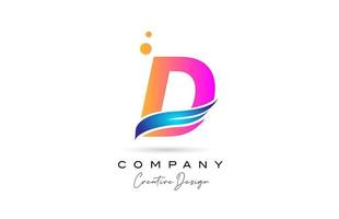 Rosa Blasen d-Alphabet-Buchstaben-Logo-Symbol mit blauem Swoosh. kreative Vorlage für Unternehmen und Unternehmen vektor