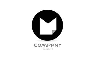 m svart och vit geometrisk alfabet brev logotyp ikon design med vikta hörn. mall design för företag vektor