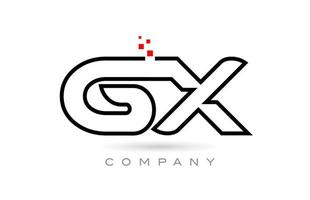 gx ansluten alfabet brev logotyp ikon kombination design med prickar och röd Färg. kreativ mall för företag och företag vektor