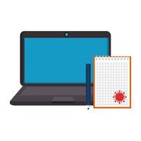 Laptop für Online-Bildung für Partikel Covid 19 vektor