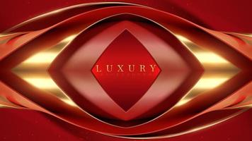 roter luxushintergrund mit realistischen 3d-goldenen kurvenelementen und glitzerlichteffektdekoration. vektor