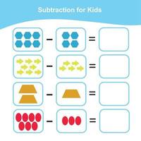 Rechenspiel für Kinder im Vorschulalter. Zähle und schreibe die Antwort. Thema geometrische Formen. pädagogisches druckbares mathe-arbeitsblatt. Vektor-Illustration. vektor