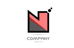 rosa svart n geometrisk alfabet brev logotyp ikon med prickar. kreativ mall för företag och företag vektor