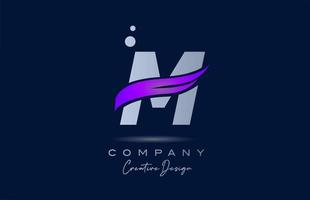 m lila alfabet brev logotyp ikon med rosa susa. kreativ mall för företag och företag vektor