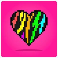 8 bit pixel färgrik kärlek. hjärta ikon i vektor illustration för de spel ikon.
