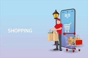 Online-Shopping-Banner, Vorlagen für mobile Apps, flaches Design der Konzeptvektorillustration vektor