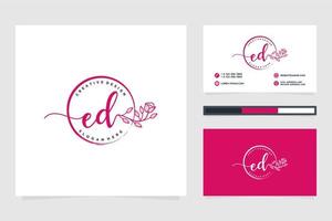 Initial ed feminine Logo-Sammlungen und Visitenkarten-Templat-Premium-Vektor vektor