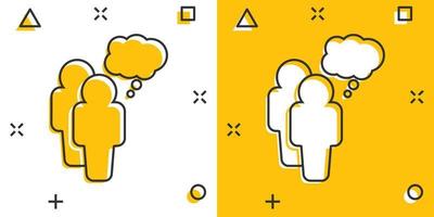 tecknad serie människor med talar bubbla ikon i komisk stil. person illustration piktogram. användare person tecken stänk företag begrepp. vektor