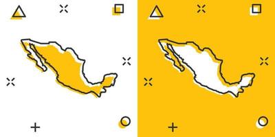 vektor tecknad serie mexico Karta ikon i komisk stil. mexico tecken illustration piktogram. kartografi Karta företag stänk effekt begrepp.