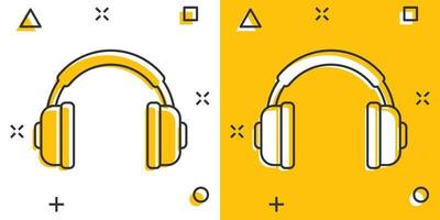 hörlurar headsetet ikon i komisk stil. hörlurar vektor tecknad serie illustration piktogram. audio grej företag begrepp stänk effekt.