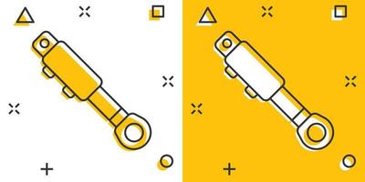 hydraulisk ikon i komisk stil. cylinder tecknad serie vektor illustration på vit isolerat bakgrund. Utrustning stänk effekt företag begrepp.