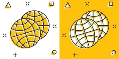 jord planet ikon i komisk stil. klot geografisk tecknad serie vektor illustration på vit isolerat bakgrund. global kommunikation stänk effekt företag begrepp.