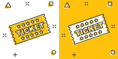 Cartoon-Ticket-Symbol im Comic-Stil. ein Illustrationspiktogramm zugeben. zugeben, ein Spritzer Geschäftskonzept. vektor