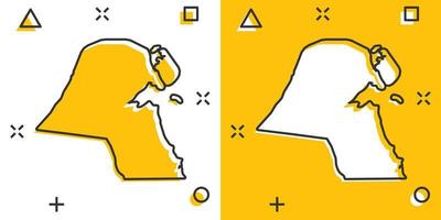 vektor tecknad serie kuwait Karta ikon i komisk stil. kuwait tecken illustration piktogram. kartografi Karta företag stänk effekt begrepp.