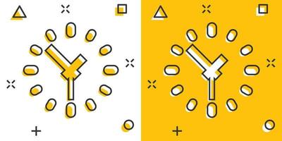 klocka ikon i komisk stil. Kolla på tecknad serie vektor illustration på vit isolerat bakgrund. timer stänk effekt företag begrepp.