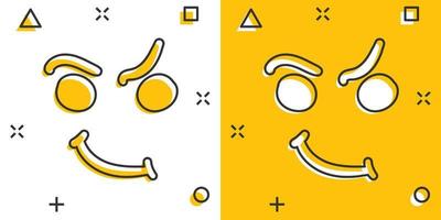 vektor tecknad serie leende med tunga ikon i komisk stil. leende ansikte tecken illustration piktogram. rolig ansikte företag stänk effekt begrepp.