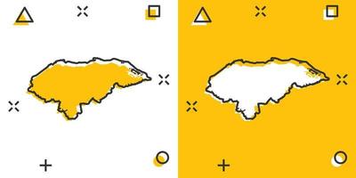 Vektor-Cartoon-Honduras-Kartensymbol im Comic-Stil. Honduras Zeichen Abbildung Piktogramm. Kartografie-Karten-Business-Splash-Effekt-Konzept. vektor