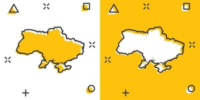 tecknad serie färgad ukraina Karta ikon i komisk stil. ukraina tecken illustration piktogram. Land geografi stänk företag begrepp. vektor