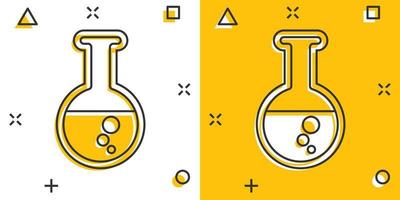 vektor tecknad serie kemisk testa rör ikon i komisk stil. laboratorium glas tecken illustration piktogram. kolvar företag stänk effekt begrepp.