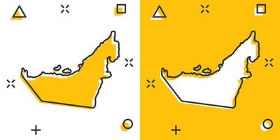 vektor tecknad serie förenad arab emirates Karta ikon i komisk stil. förenad arab emirates tecken illustration piktogram. kartografi Karta företag stänk effekt begrepp.