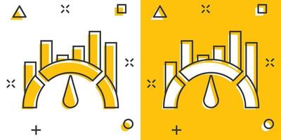 riktmärke mäta ikon i komisk stil. instrumentbräda betyg vektor tecknad serie illustration på vit isolerat bakgrund. framsteg service företag begrepp stänk effekt.