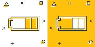 vektor tecknad serie batteri avgift nivå indikator tecken ikon i komisk stil. batteri tecken illustration piktogram. ackumulator företag stänk effekt begrepp.
