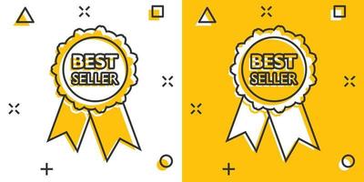 vektor tecknad serie bäst säljare band ikon i komisk stil. medalj tecken illustration piktogram. bästsäljare företag stänk effekt begrepp.