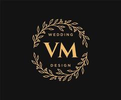 vm initialer brev bröllop monogram logotyper samling, hand dragen modern minimalistisk och blommig mallar för inbjudan kort, spara de datum, elegant identitet för restaurang, boutique, Kafé i vektor