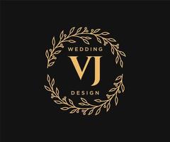 vj initialen brief hochzeitsmonogramm logos sammlung, handgezeichnete moderne minimalistische und florale vorlagen für einladungskarten, save the date, elegante identität für restaurant, boutique, café im vektor