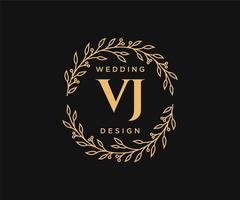 vj initialer brev bröllop monogram logotyper samling, hand dragen modern minimalistisk och blommig mallar för inbjudan kort, spara de datum, elegant identitet för restaurang, boutique, Kafé i vektor