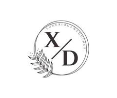 xd initialer brev bröllop monogram logotyper mall, hand dragen modern minimalistisk och blommig mallar för inbjudan kort, spara de datum, elegant identitet. vektor