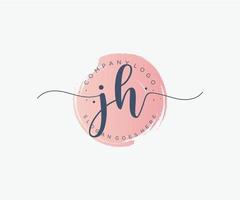 anfängliches jh feminines logo. verwendbar für Natur-, Salon-, Spa-, Kosmetik- und Schönheitslogos. flaches Vektor-Logo-Design-Vorlagenelement. vektor
